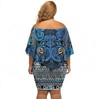 Aotearoa Iwi Ngati Porou Off Shoulder Short Dress Maori Wharenui House Tribal Pattern LT9 - Polynesian Pride