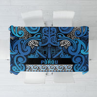 Aotearoa Iwi Ngati Porou Tablecloth Maori Wharenui House Tribal Pattern LT9 Blue - Polynesian Pride
