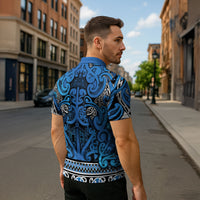 Aotearoa Iwi Ngati Porou Zipper Polo Shirt Maori Wharenui House Tribal Pattern LT9 - Polynesian Pride