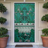 Aotearoa Iwi Ngai Tahu Door Cover Maori Wharenui House Tribal Pattern LT9 Turquoise - Polynesian Pride