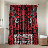 Aotearoa Iwi Ngati Kahungunu Bathroom Set Maori Wharenui House Tribal Pattern LT9 Shower Curtain Only Dark red - Polynesian Pride