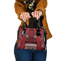 Aotearoa Iwi Ngati Kahungunu Shoulder Handbag Maori Wharenui House Tribal Pattern LT9 One Size Dark red - Polynesian Pride