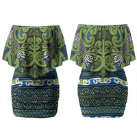 Aotearoa Iwi Whakatohea Couples Matching Off Shoulder Short Dress and Hawaiian Shirt Maori Wharenui House Tribal Pattern LT9 - Polynesian Pride