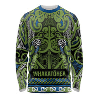 Aotearoa Iwi Whakatohea Long Sleeve Shirt Maori Wharenui House Tribal Pattern LT9 Unisex Olive green - Polynesian Pride
