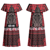 Aotearoa Iwi Ngati Awa Couples Matching Off Shoulder Maxi Dress and Long Sleeve Button Shirt Maori Wharenui House Tribal Pattern LT9 - Polynesian Pride