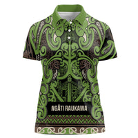 Aotearoa Iwi Ngati Raukawa Women Polo Shirt Maori Wharenui House Tribal Pattern LT9 Female Olive green - Polynesian Pride