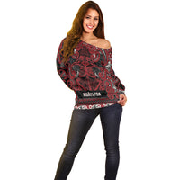 Aotearoa Iwi Ngati Toa Off Shoulder Sweater Maori Wharenui House Tribal Pattern LT9 - Polynesian Pride