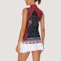 Aotearoa Iwi Te ati Awa Women Sleeveless Polo Shirt Maori Wharenui House Tribal Pattern LT9 - Polynesian Pride