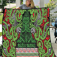 Aotearoa Iwi Ngati Maru Hauraki Quilt Maori Wharenui House Tribal Pattern LT9 Green Red - Polynesian Pride