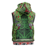Aotearoa Iwi Ngati Maru Hauraki Sleeveless Zip Hoodie Maori Wharenui House Tribal Pattern LT9 - Polynesian Pride