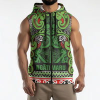 Aotearoa Iwi Ngati Maru Hauraki Sleeveless Zip Hoodie Maori Wharenui House Tribal Pattern LT9 - Polynesian Pride