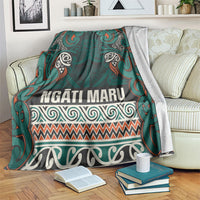 Aotearoa Iwi Ngāti Maru Taranaki Blanket Maori Wharenui House Tribal Pattern LT9 Deep Teal - Polynesian Pride