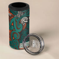 Aotearoa Iwi Ngāti Maru Taranaki 4 in 1 Can Cooler Tumbler Maori Wharenui House Tribal Pattern LT9 - Polynesian Pride