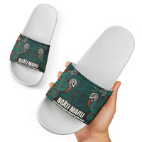Aotearoa Iwi Ngāti Maru Taranaki Slide Sandals Maori Wharenui House Tribal Pattern LT9 - Polynesian Pride