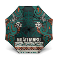 Aotearoa Iwi Ngāti Maru Taranaki Umbrella Maori Wharenui House Tribal Pattern LT9 One Size Folded 11.42 inch Opened Diameter 37.4 inch Deep Teal - Polynesian Pride