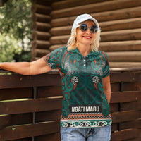 Aotearoa Iwi Ngāti Maru Taranaki Women Polo Shirt Maori Wharenui House Tribal Pattern LT9 - Polynesian Pride