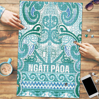 Aotearoa Iwi Ngati Paoa Puzzle Maori Wharenui House Tribal Pattern LT9 Turquoise - Polynesian Pride