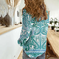 Aotearoa Iwi Ngati Paoa Women Casual Shirt Maori Wharenui House Tribal Pattern LT9 - Polynesian Pride