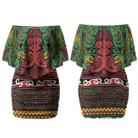 Aotearoa Iwi Ngati Hine Couples Matching Off Shoulder Short Dress and Long Sleeve Button Shirt Maori Wharenui House Tribal Pattern LT9 - Polynesian Pride