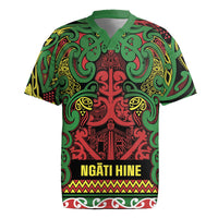 Aotearoa Iwi Ngati Hine Rugby Jersey Maori Wharenui House Tribal Pattern LT9 Deep Green - Polynesian Pride