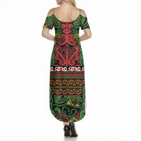 Aotearoa Iwi Ngati Hine Summer Maxi Dress Maori Wharenui House Tribal Pattern LT9 - Polynesian Pride