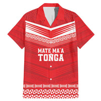 Custom Mate Ma'a Tonga Heritage Family Matching Mermaid Dress and Hawaiian Shirt Pacific Tribal Rugby Red Edition LT9 Dad's Shirt - Short Sleeve Red - Polynesian Pride