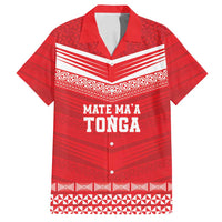 Custom Mate Ma'a Tonga Heritage Family Matching Off Shoulder Short Dress and Hawaiian Shirt Pacific Tribal Rugby Red Edition LT9 Dad's Shirt - Short Sleeve Red - Polynesian Pride