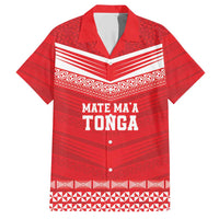 Custom Mate Ma'a Tonga Heritage Family Matching Short Sleeve Bodycon Dress and Hawaiian Shirt Pacific Tribal Rugby Red Edition LT9 Dad's Shirt - Short Sleeve Red - Polynesian Pride