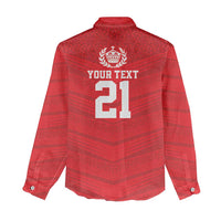 Custom Mate Ma'a Tonga Heritage Women Casual Shirt Pacific Tribal Rugby Red Edition - Polynesian Pride