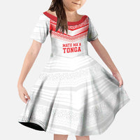 Custom Mate Ma'a Tonga Heritage Family Matching Tank Maxi Dress and Hawaiian Shirt Pacific Tribal Rugby White Edition LT9 Daughter's Dress White - Polynesian Pride