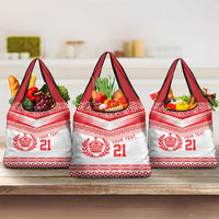 Custom Mate Ma'a Tonga Heritage Grocery Bag Pacific Tribal Rugby White Edition - Polynesian Pride