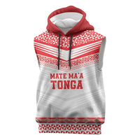 Custom Mate Ma'a Tonga Heritage Sleeveless Hoodie Pacific Tribal Rugby White Edition LT9 White - Polynesian Pride