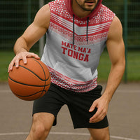 Custom Mate Ma'a Tonga Heritage Sleeveless Hoodie Pacific Tribal Rugby White Edition LT9 - Polynesian Pride