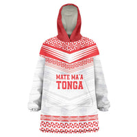 Custom Mate Ma'a Tonga Heritage Wearable Blanket Hoodie Pacific Tribal Rugby White Edition LT9 One Size White - Polynesian Pride