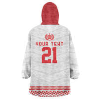 Custom Mate Ma'a Tonga Heritage Wearable Blanket Hoodie Pacific Tribal Rugby White Edition LT9 - Polynesian Pride