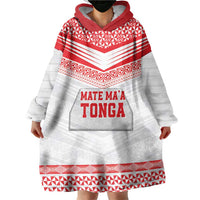 Custom Mate Ma'a Tonga Heritage Wearable Blanket Hoodie Pacific Tribal Rugby White Edition LT9 - Polynesian Pride