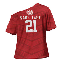 Custom Pacific Rugby Spirit Cross Shoulder Shirt Tonga Ngatu Pride Red Edition - Polynesian Pride