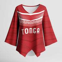 Custom Pacific Rugby Spirit Kimono Sleeve Blouse Tonga Ngatu Pride Red Edition LT9 Female Red - Polynesian Pride