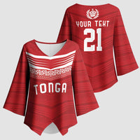 Custom Pacific Rugby Spirit Kimono Sleeve Blouse Tonga Ngatu Pride Red Edition LT9 - Polynesian Pride