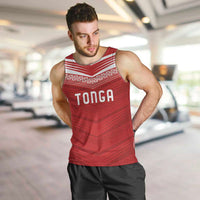 Custom Pacific Rugby Spirit Men Tank Top Tonga Ngatu Pride Red Edition - Polynesian Pride