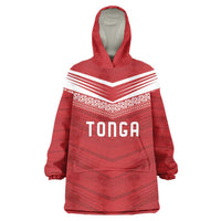 Custom Pacific Rugby Spirit Wearable Blanket Hoodie Tonga Ngatu Pride Red Edition LT9 One Size Red - Polynesian Pride