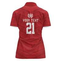 Custom Pacific Rugby Spirit Women Polo Shirt Tonga Ngatu Pride Red Edition - Polynesian Pride