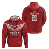 Custom Pacific Rugby Spirit Zip Hoodie Tonga Ngatu Pride Red Edition - Polynesian Pride