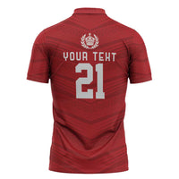 Custom Pacific Rugby Spirit Zipper Polo Shirt Tonga Ngatu Pride Red Edition - Polynesian Pride