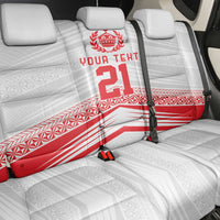Custom Pacific Rugby Spirit Back Car Seat Cover Tonga Ngatu Pride White Edition LT9 - Polynesian Pride