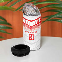 Custom Pacific Rugby Spirit 4 in 1 Can Cooler Tumbler Tonga Ngatu Pride White Edition - Polynesian Pride