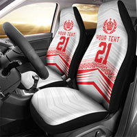 Custom Pacific Rugby Spirit Car Seat Cover Tonga Ngatu Pride White Edition LT9 - Polynesian Pride