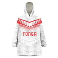 Custom Pacific Rugby Spirit Wearable Blanket Hoodie Tonga Ngatu Pride White Edition LT9 One Size White - Polynesian Pride