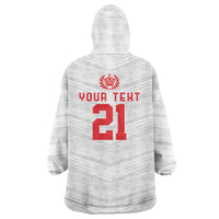 Custom Pacific Rugby Spirit Wearable Blanket Hoodie Tonga Ngatu Pride White Edition LT9 - Polynesian Pride