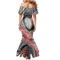 Aotearoa Maori Rugby Tribal Tattoo Family Matching Mermaid Dress and Hawaiian Shirt Kowhaiwhai Taniko Patchwork Motifs LT9 - Polynesian Pride